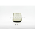 Hand Made Glasses With Gold Rim Smoky Gray Glass Tumblers Manufactory